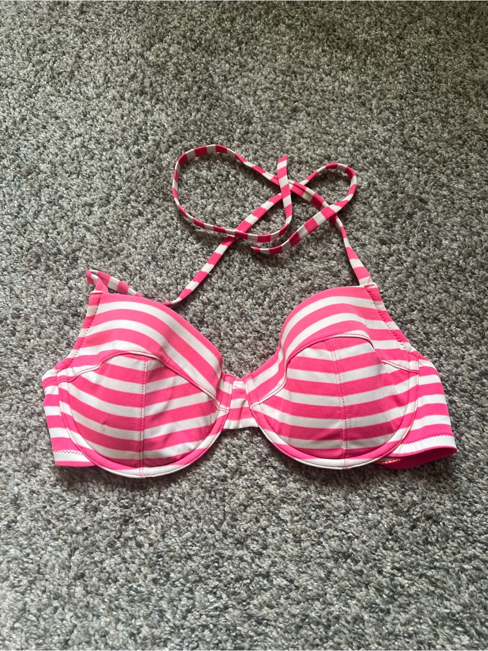 J Crew underwire Pink Striped Bikini Top